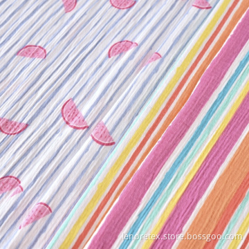 97% bomull 2% polyester 1% spandex crepe crinkle print tyg